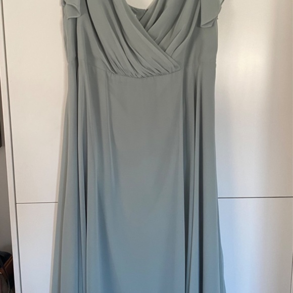 Dusty Sage Bridesmaid Dress with Flutter Sleeve - Picture 2 of 3